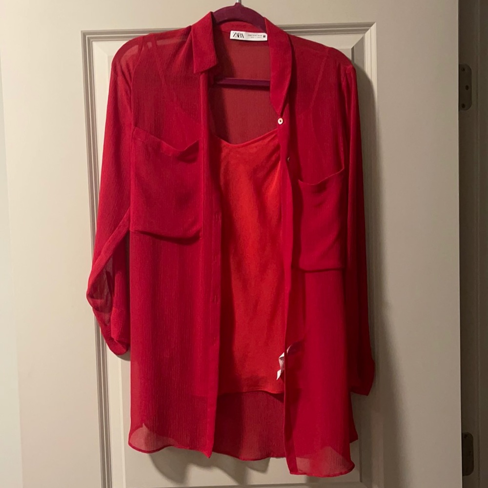 Zara red shirt and lining M
